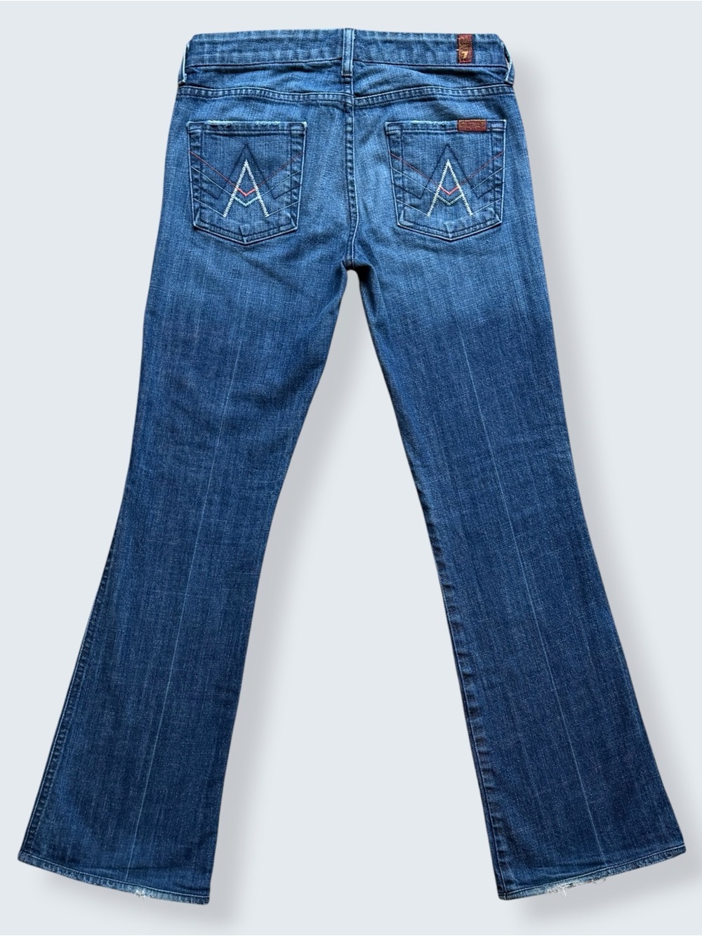 7 For All Mankind A Pocket Flare Jeans Size 26 Medium Wash USA Made Y2K